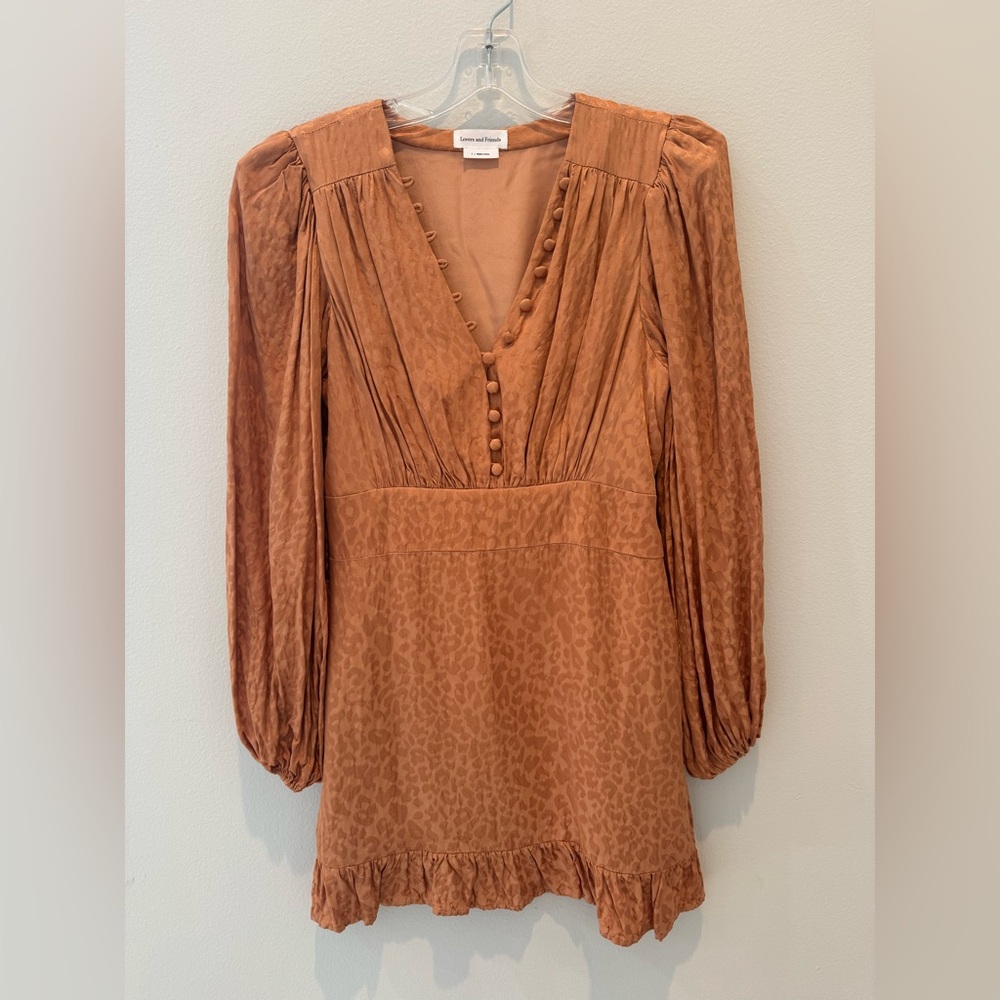 Lovers + Friends Tan Button-Detail Dress